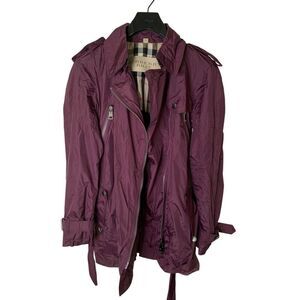 Burberry windbreaker rain utility jacket red wine color women's size 10